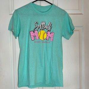 Simply Southern, women’s ‘softball mom’ tshirt. Brand new w/ tags, size: S